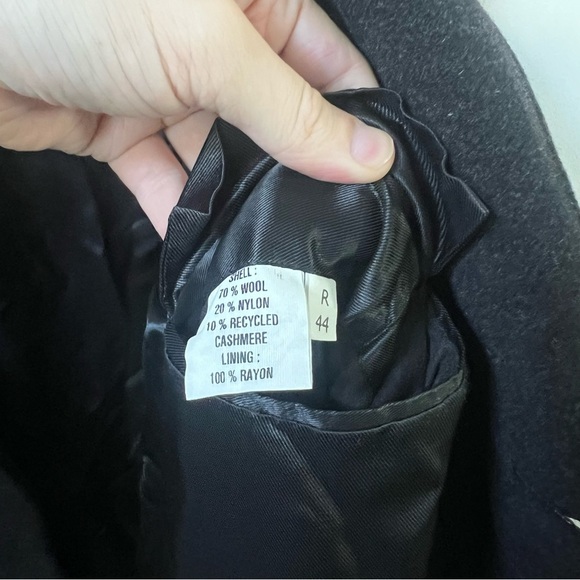 Vintage Joseph Feiss Men’s 44R Wool Cashmere Heavy Overcoat 3 Button Charcoal - Picture 6 of 7